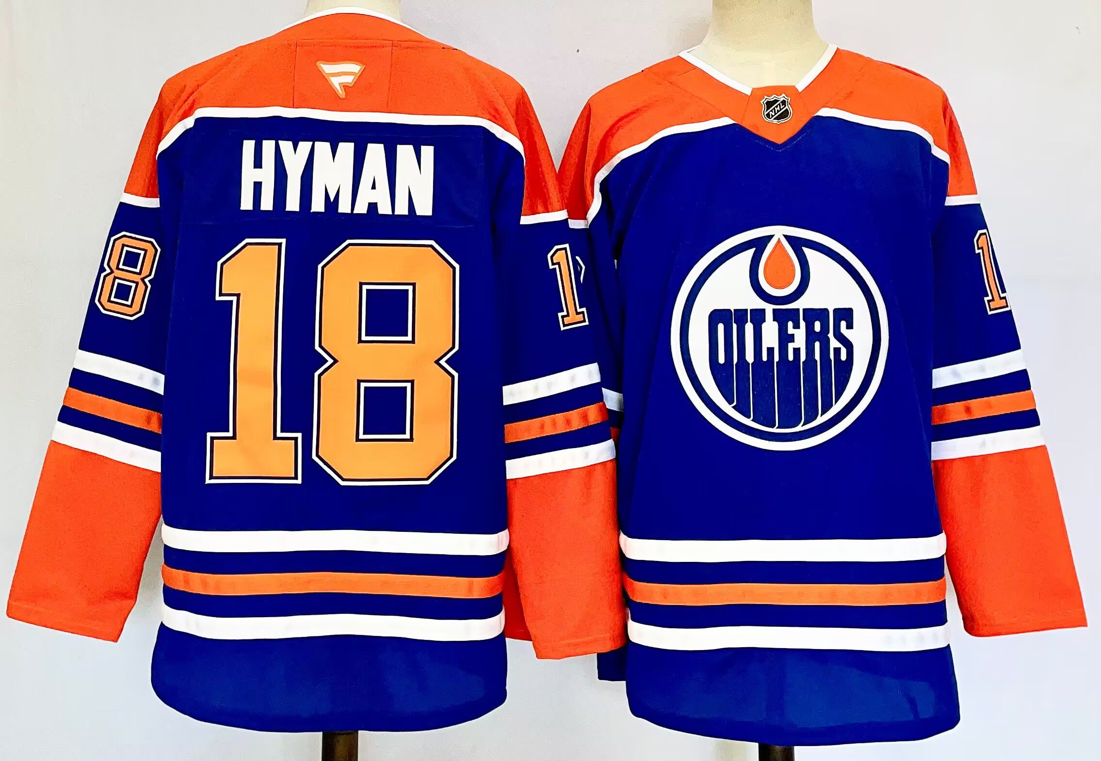 Men Edmonton Oilers #18 Hyman Blue 2025 Home Premier Player NHL Jersey